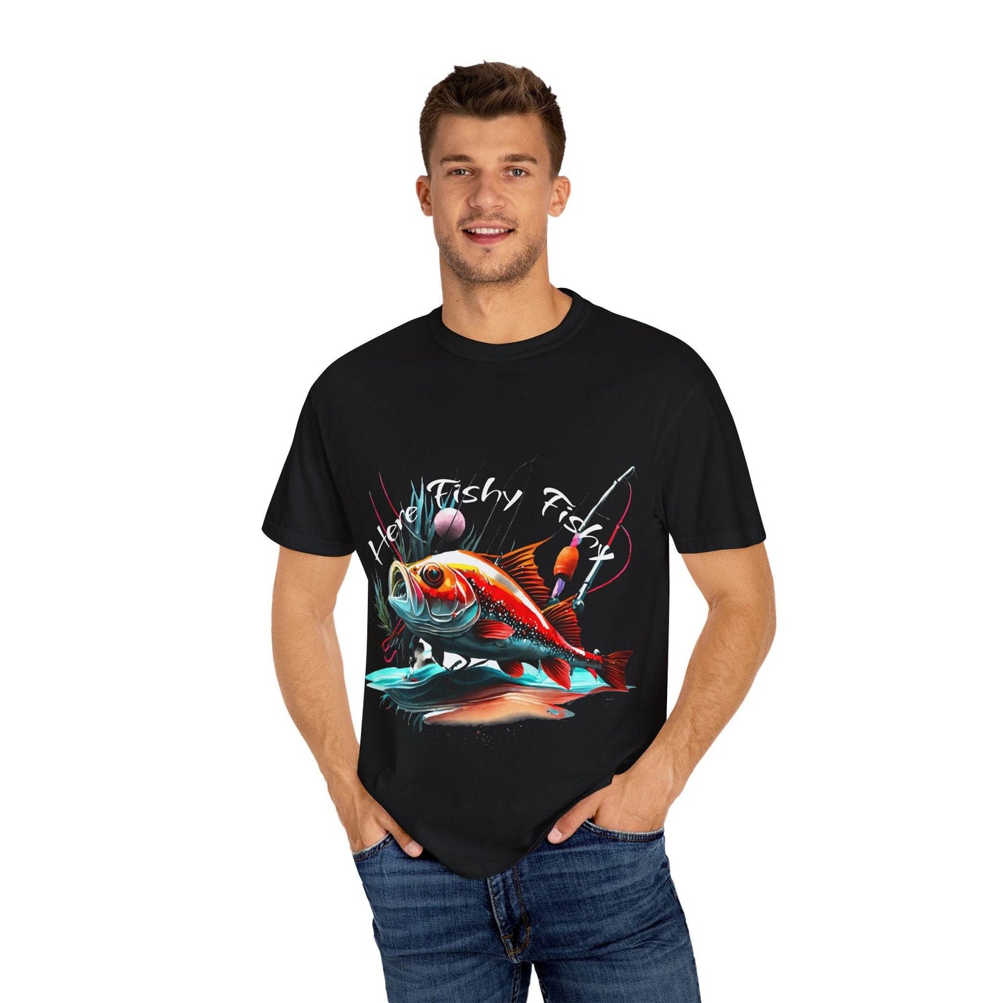 Fishing Themed Unisex Garment-Dyed T-shirt - IntuitiveEncBoutique