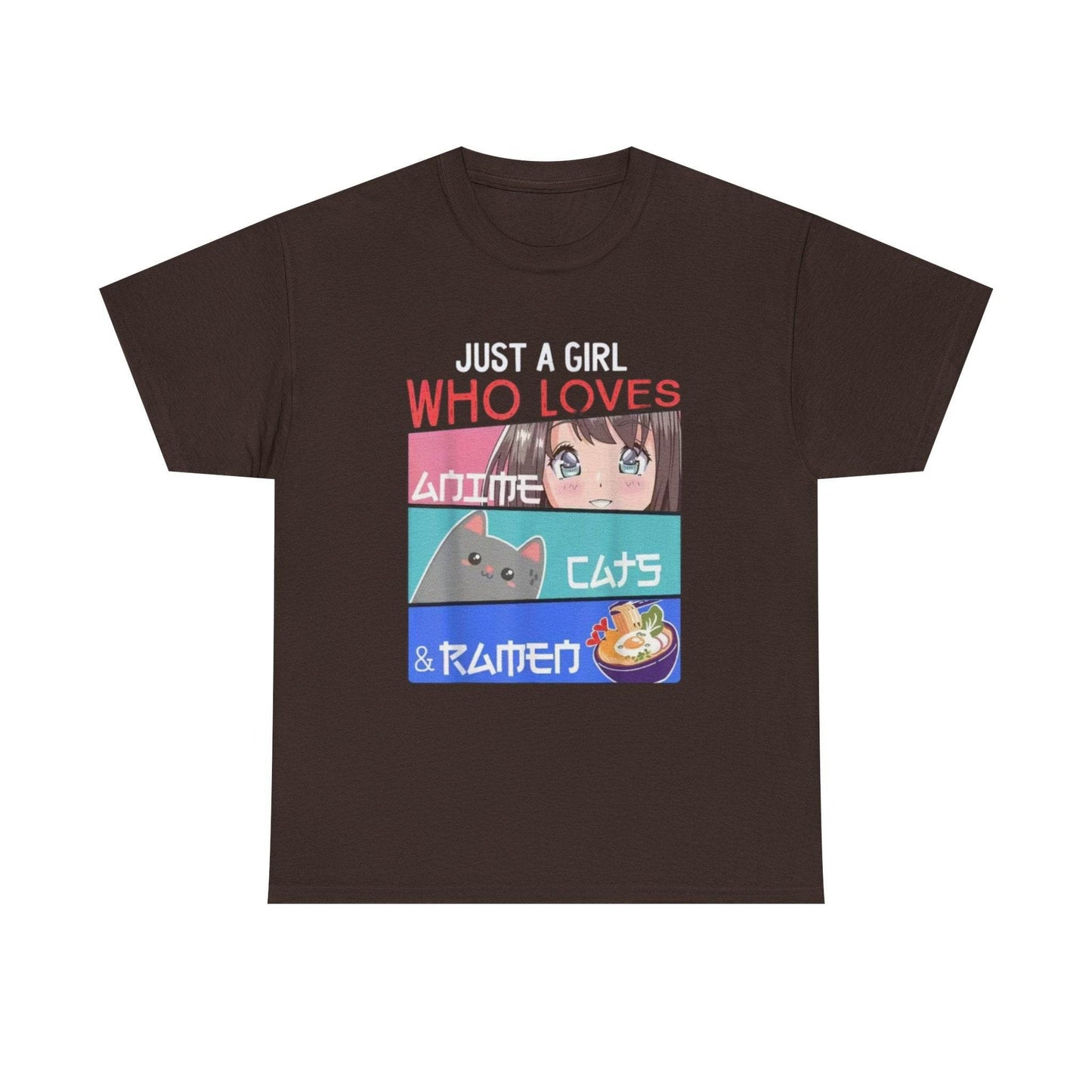Just a Girl Who Loves Anime Cats & Ramen T-Shirt - IntuitiveEncBoutique