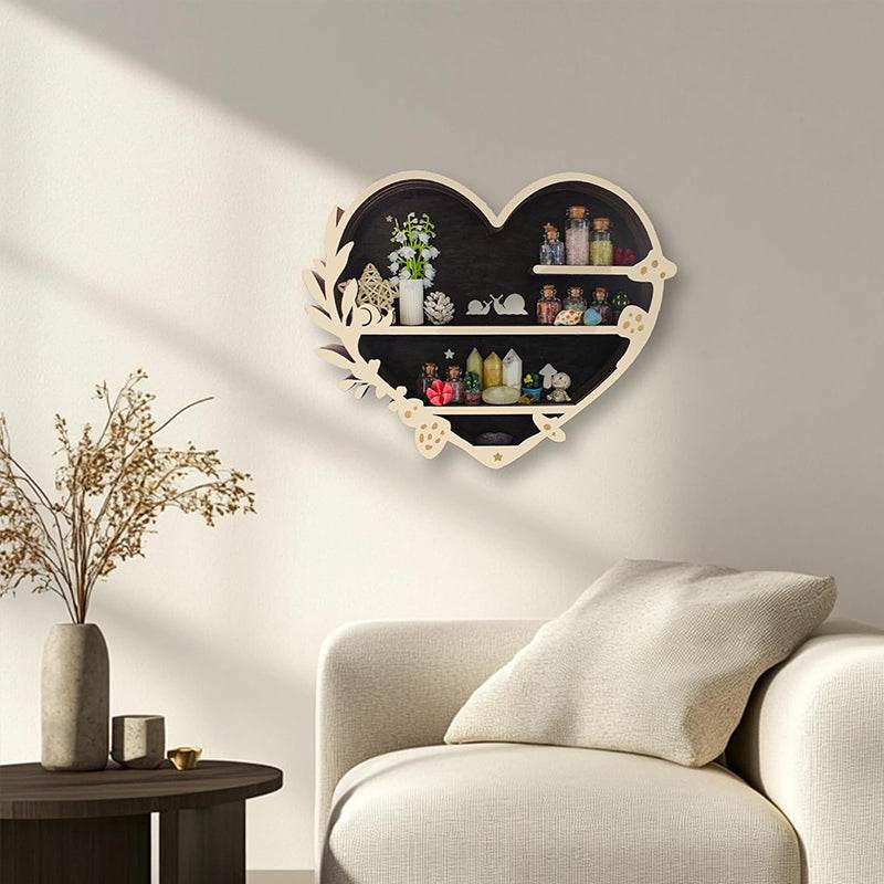 Adorable Mushroom - themed Decor. Wall - mounted Wooden Floating Mushroom Shelf. Ideal as a Crystal Display Shelf or a Rock Gem - IntuitiveEncBoutique