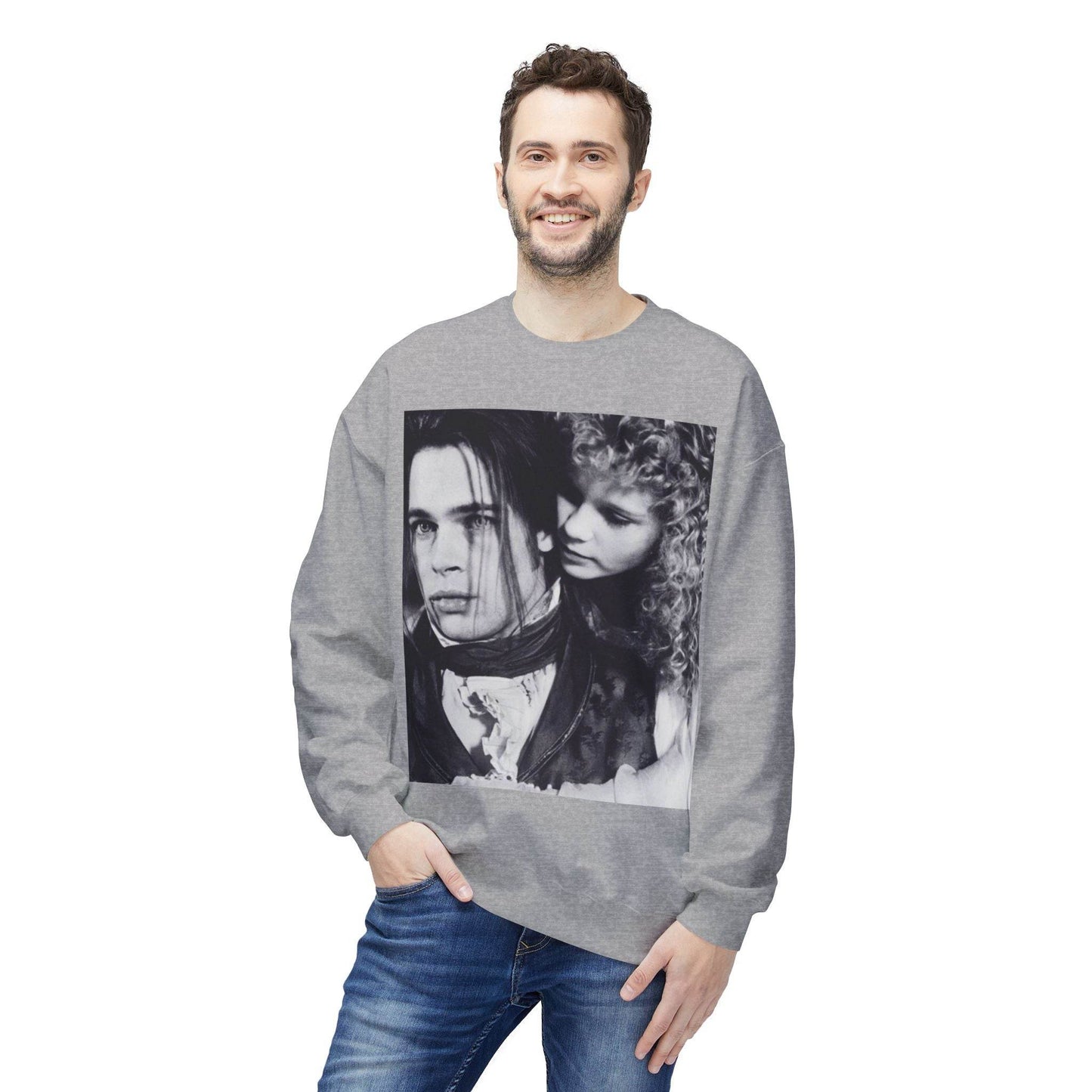 Vampire Romance Fleece Crewneck Sweatshirt, Cozy Sweatshirt, Gothic Fashion, Unisex Gift, Movie Lover Apparel, Halloween Outfit - IntuitiveEncBoutique