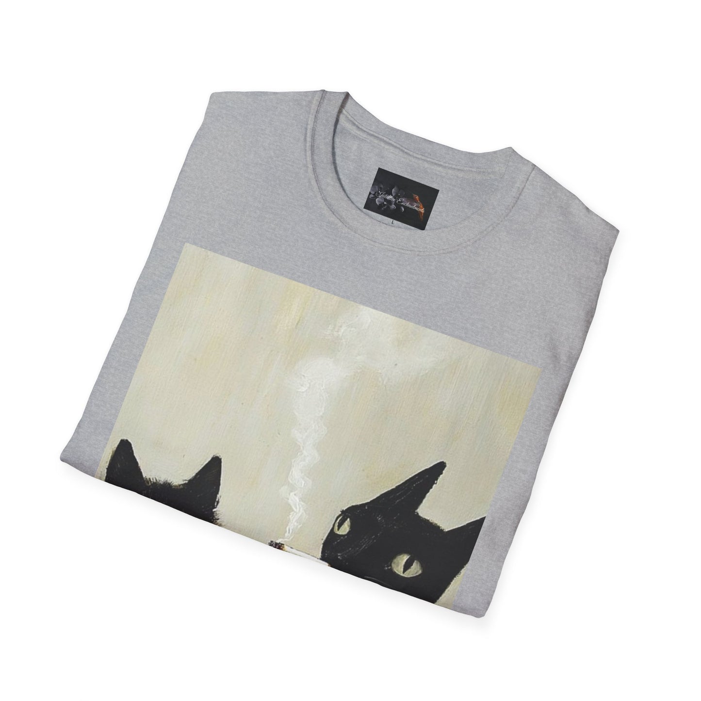Cool Cat Art Unisex Softstyle T-Shirt, Vintage Cat Illustration, Perfect Gift for Cat Lovers, Casual Streetwear, Unique Pet Tee