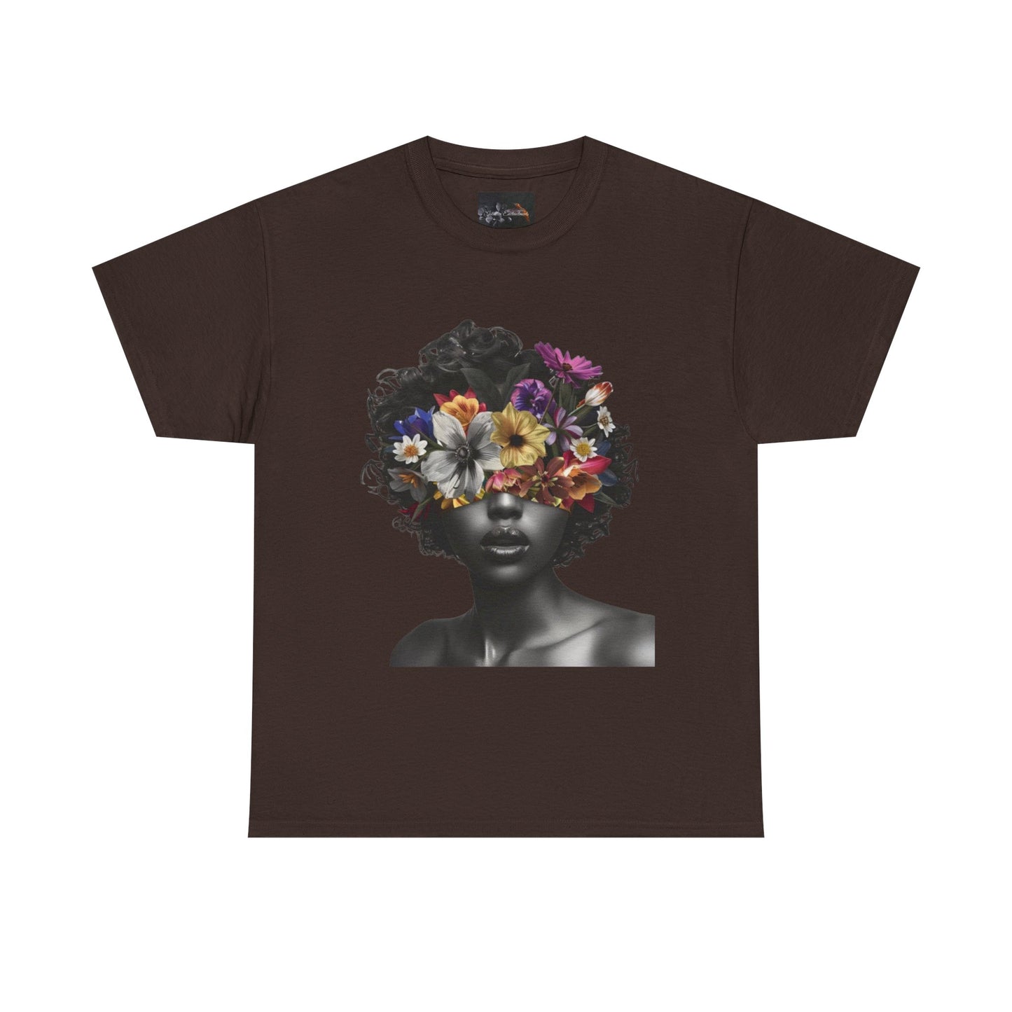 Floral Goddess Unisex Heavy Cotton Tee | Flower Graphic Tee, Boho Style, Casual Wear, Unique Gift, Art Tee