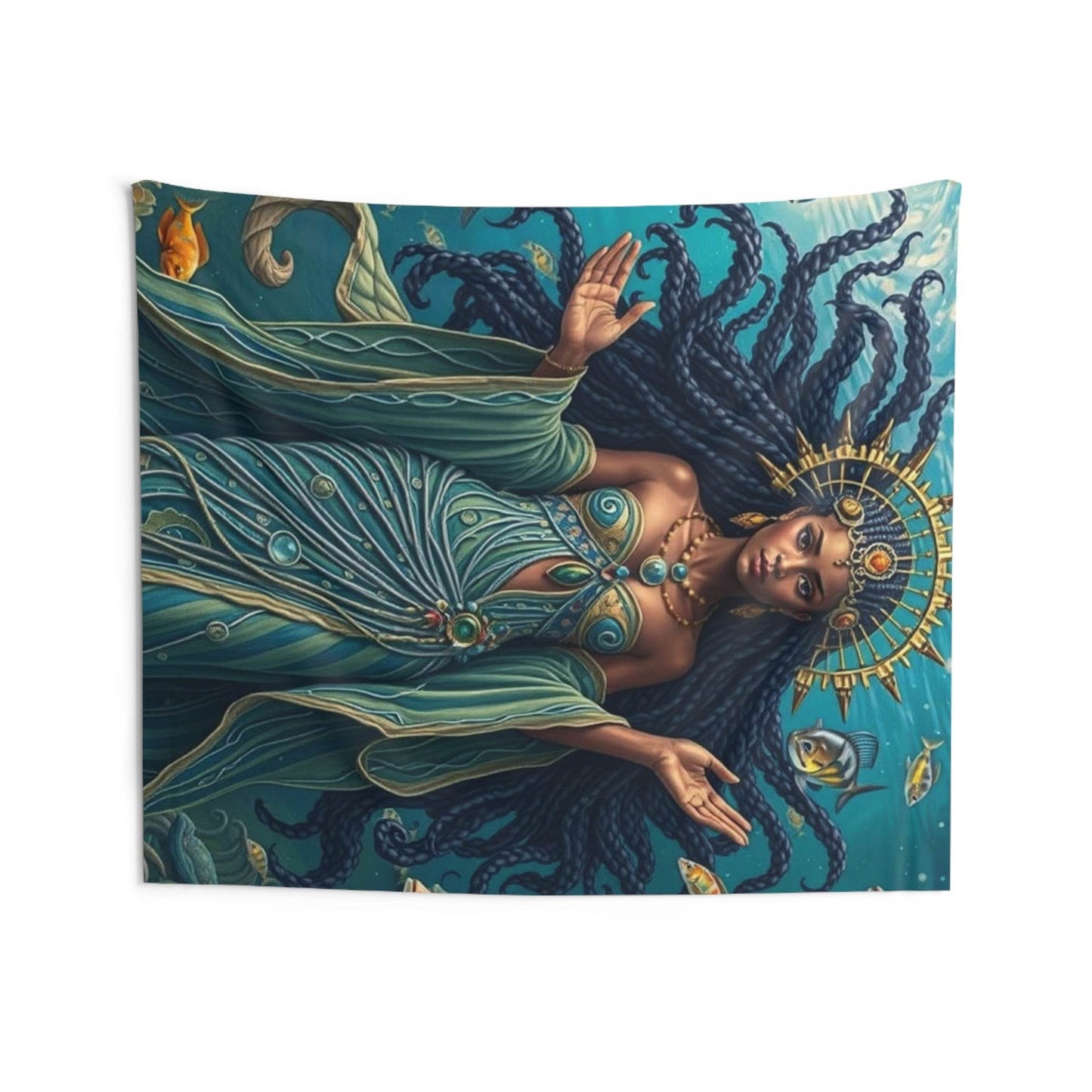 Wall Tapestries - Handmade Design, Yemoja in all her glory - IntuitiveEncBoutique