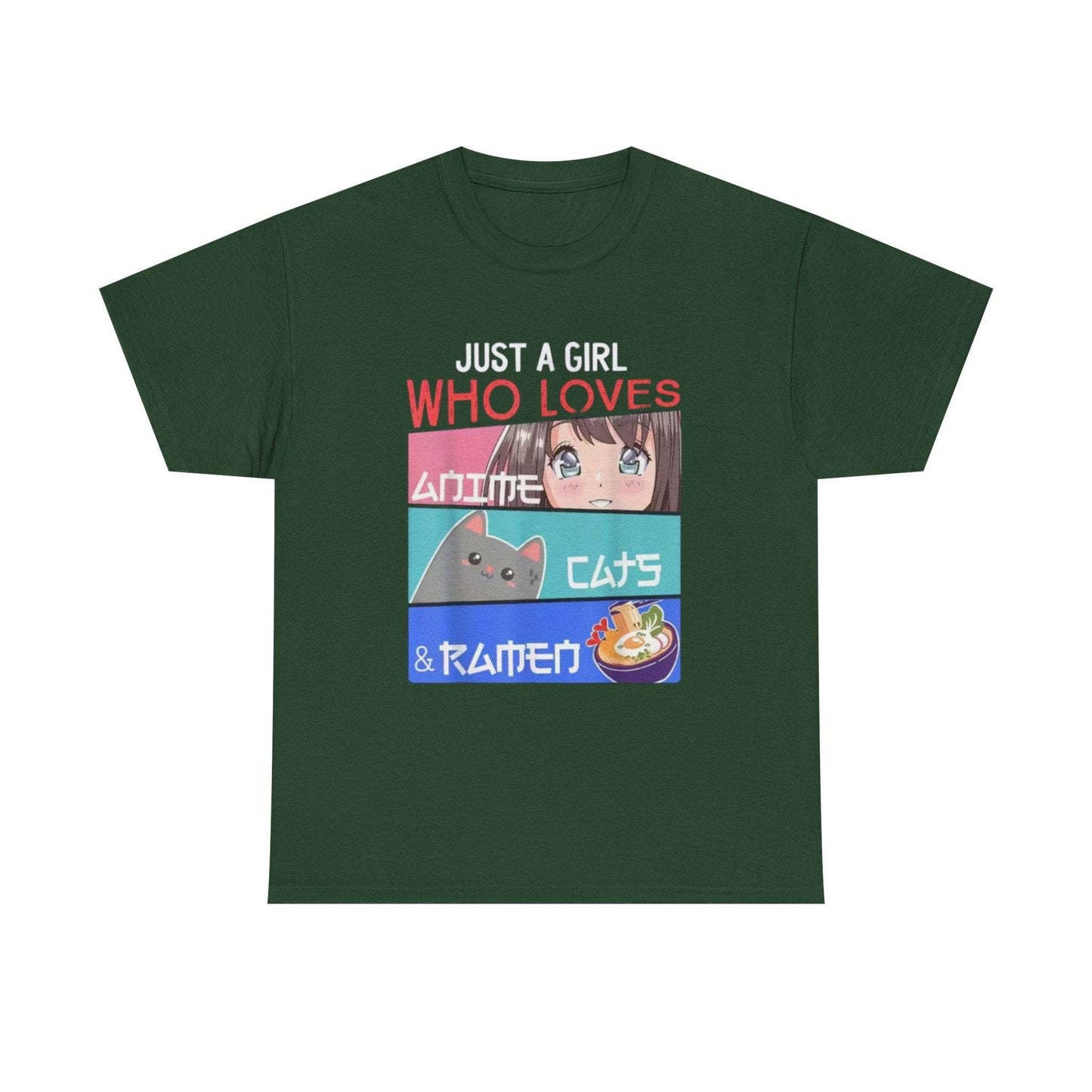 Just a Girl Who Loves Anime Cats & Ramen T-Shirt - IntuitiveEncBoutique