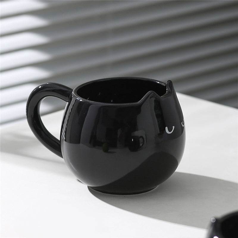 Adorable hand - painted cat - shaped ceramic mug, perfect for coffee or tea. - IntuitiveEncBoutique