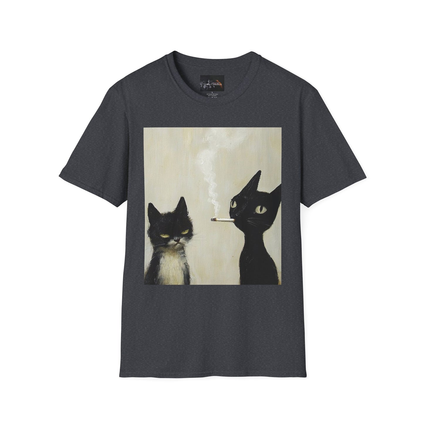 Cool Cat Art Unisex Softstyle T-Shirt, Vintage Cat Illustration, Perfect Gift for Cat Lovers, Casual Streetwear, Unique Pet Tee