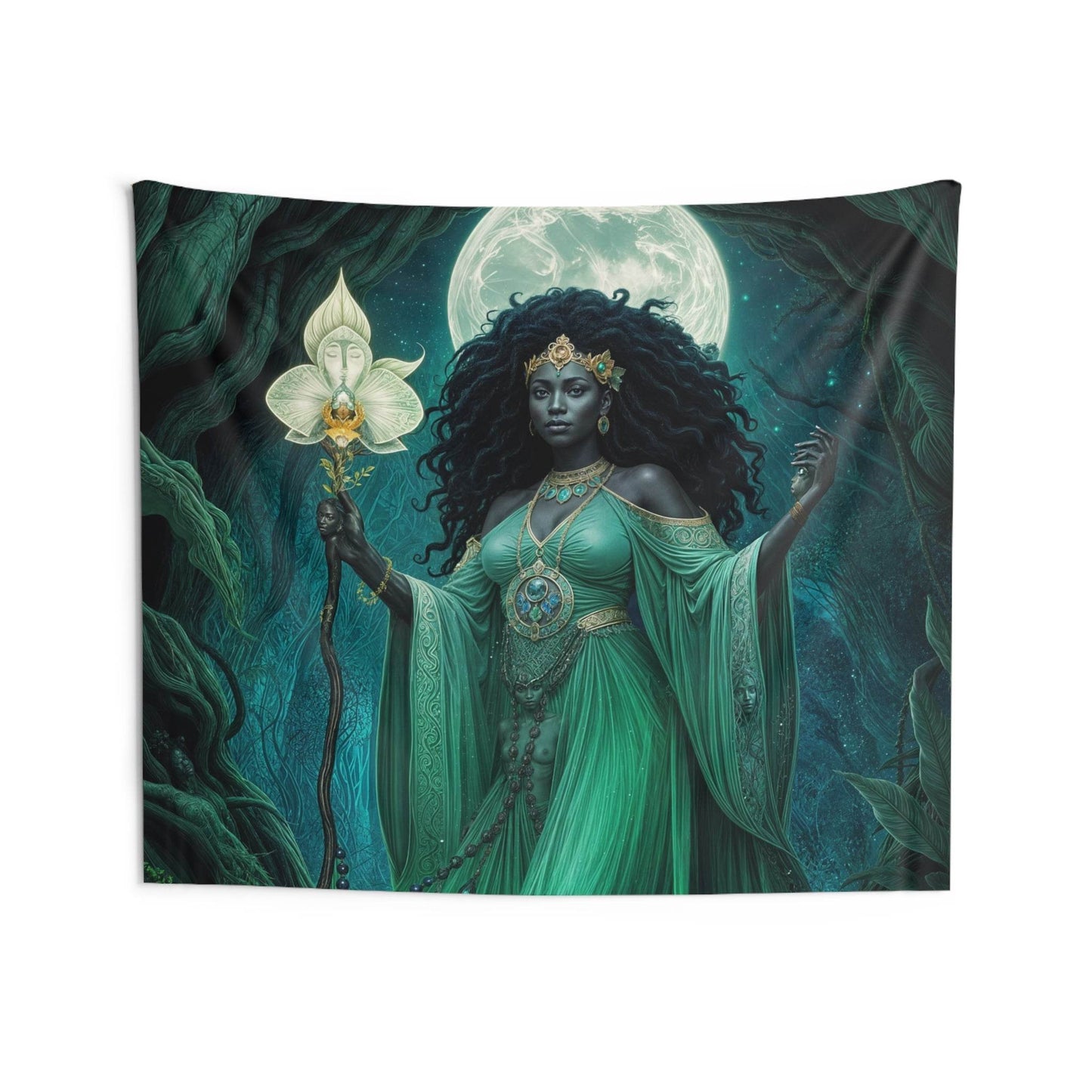 Enchanting Goddess Wall Tapestry, Boho Decor, Mystical Art Wall Hanging, Home Decoration, Ethereal Room Accent, Made by me. - IntuitiveEncBoutique