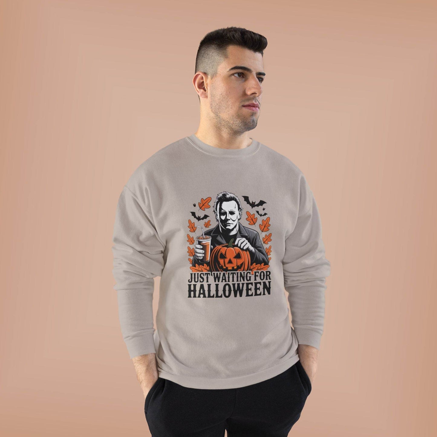 Halloween Sweatshirt - Just Waiting for Halloween | Unisex Crewneck Pullover, Fall Fashion, Halloween Gift, Cozy Sweater, Eco-Friendly Wear - IntuitiveEncBoutique