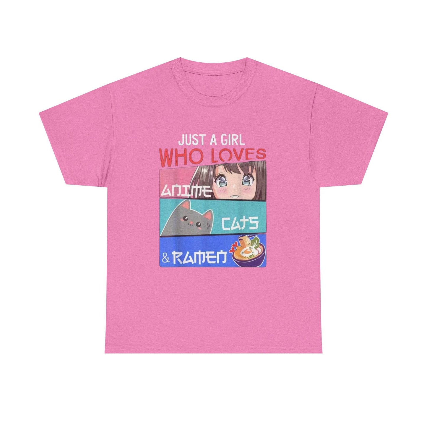 Just a Girl Who Loves Anime Cats & Ramen T-Shirt - IntuitiveEncBoutique
