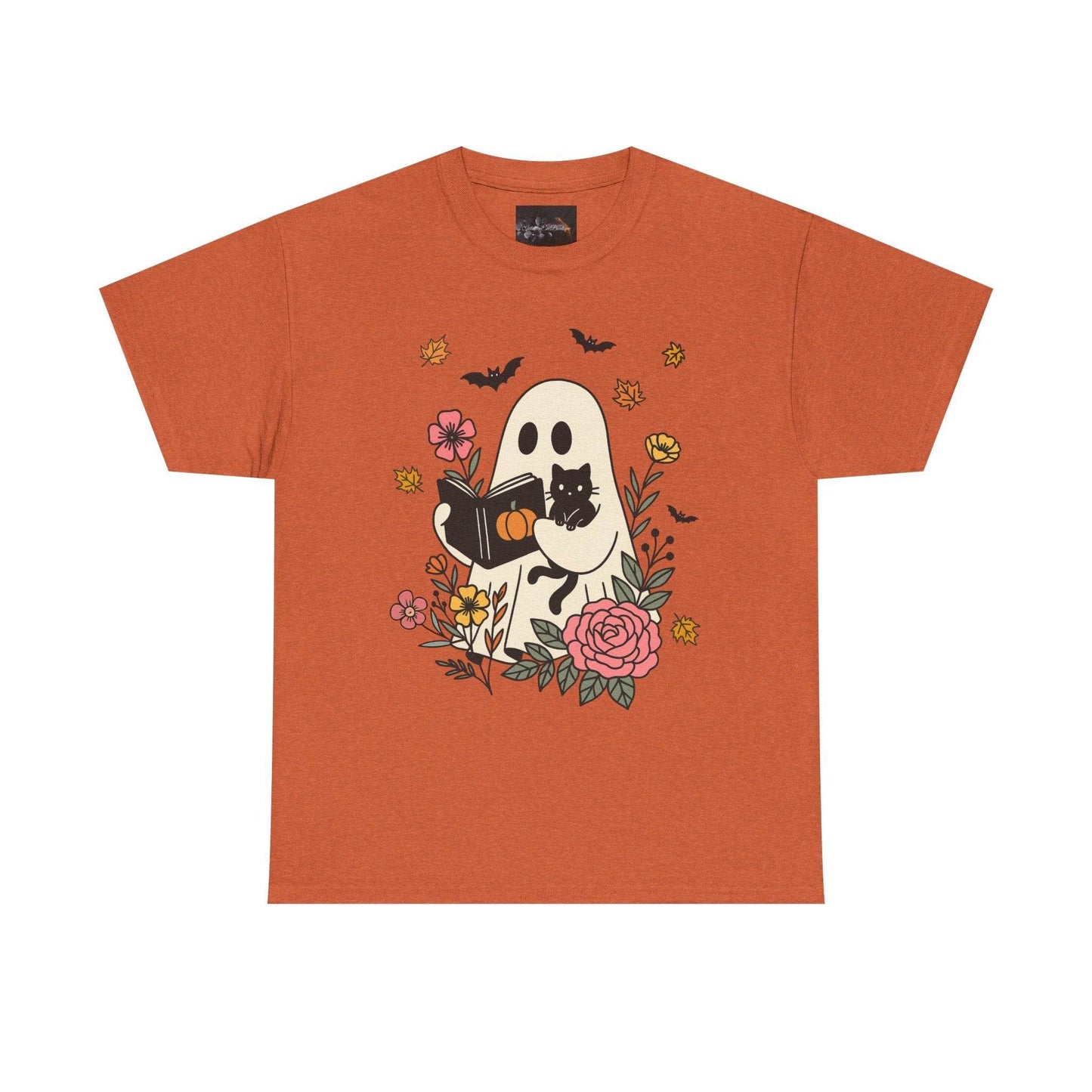 Cute Ghost & Cat Unisex Heavy Cotton Tee - IntuitiveEncBoutique