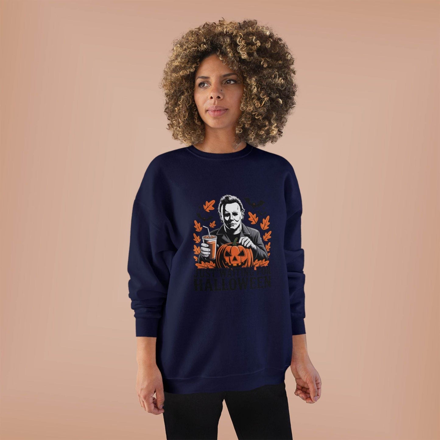 Halloween Sweatshirt - Just Waiting for Halloween | Unisex Crewneck Pullover, Fall Fashion, Halloween Gift, Cozy Sweater, Eco-Friendly Wear - IntuitiveEncBoutique