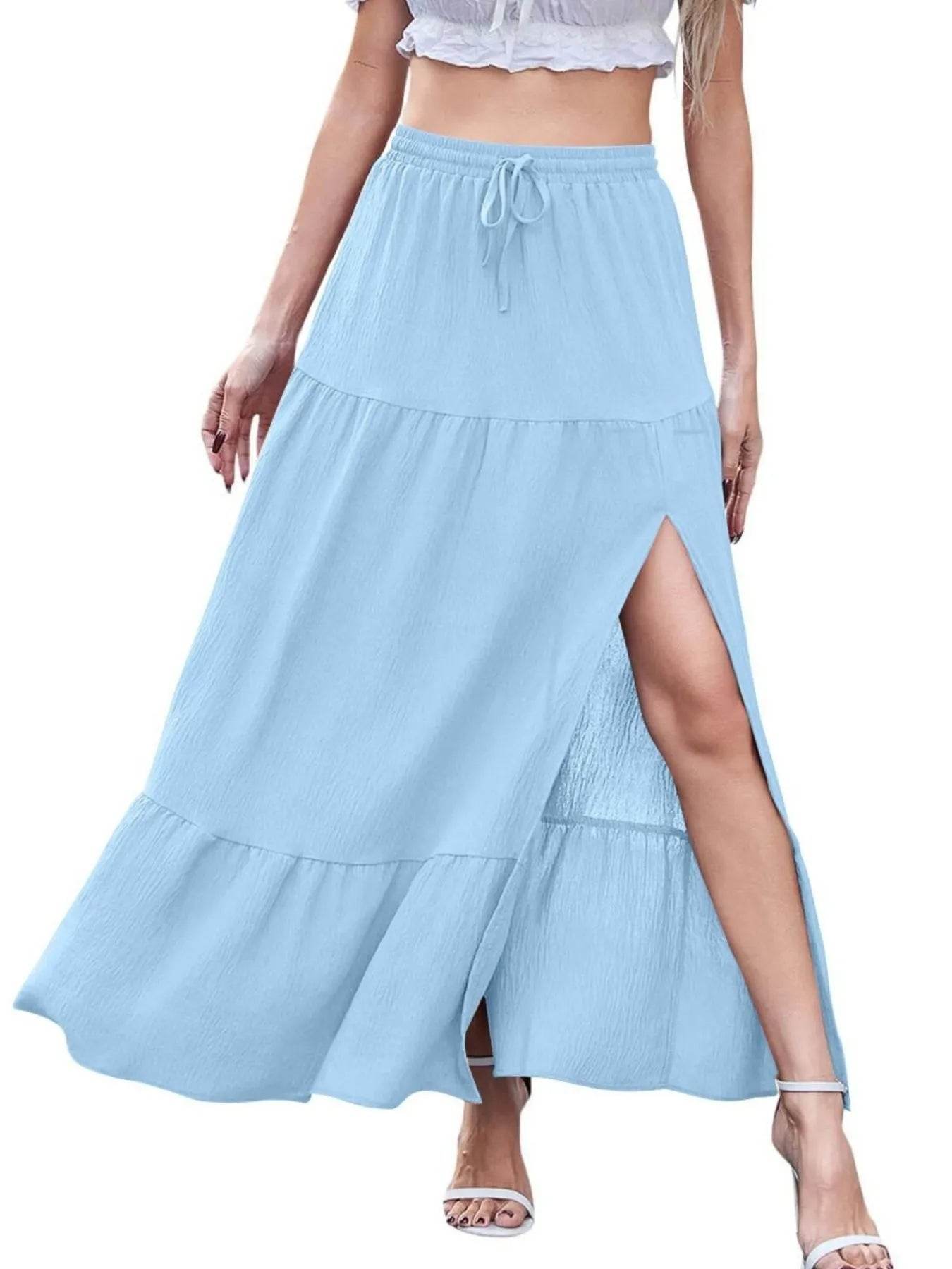 Full Size Slit Maxi Skirt Plus Size - IntuitiveEncBoutique