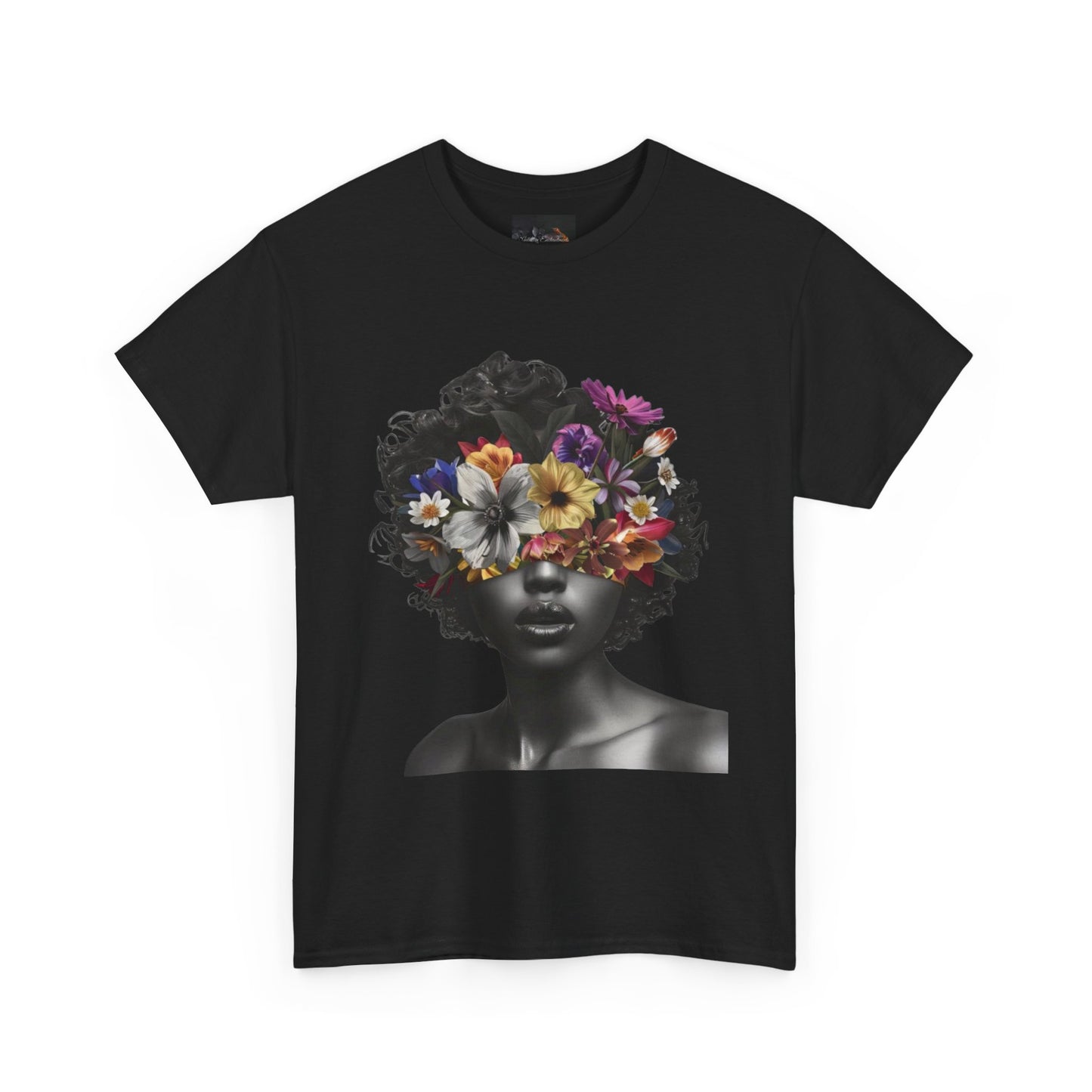 Floral Goddess Unisex Heavy Cotton Tee | Flower Graphic Tee, Boho Style, Casual Wear, Unique Gift, Art Tee