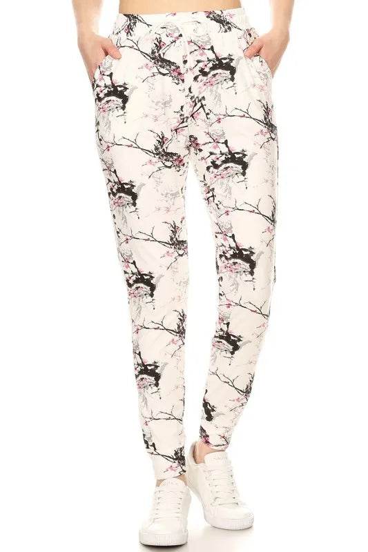 Leggings Depot Full Size Buttery Soft Printed Joggers with Drawstring Plus Size - IntuitiveEncBoutique