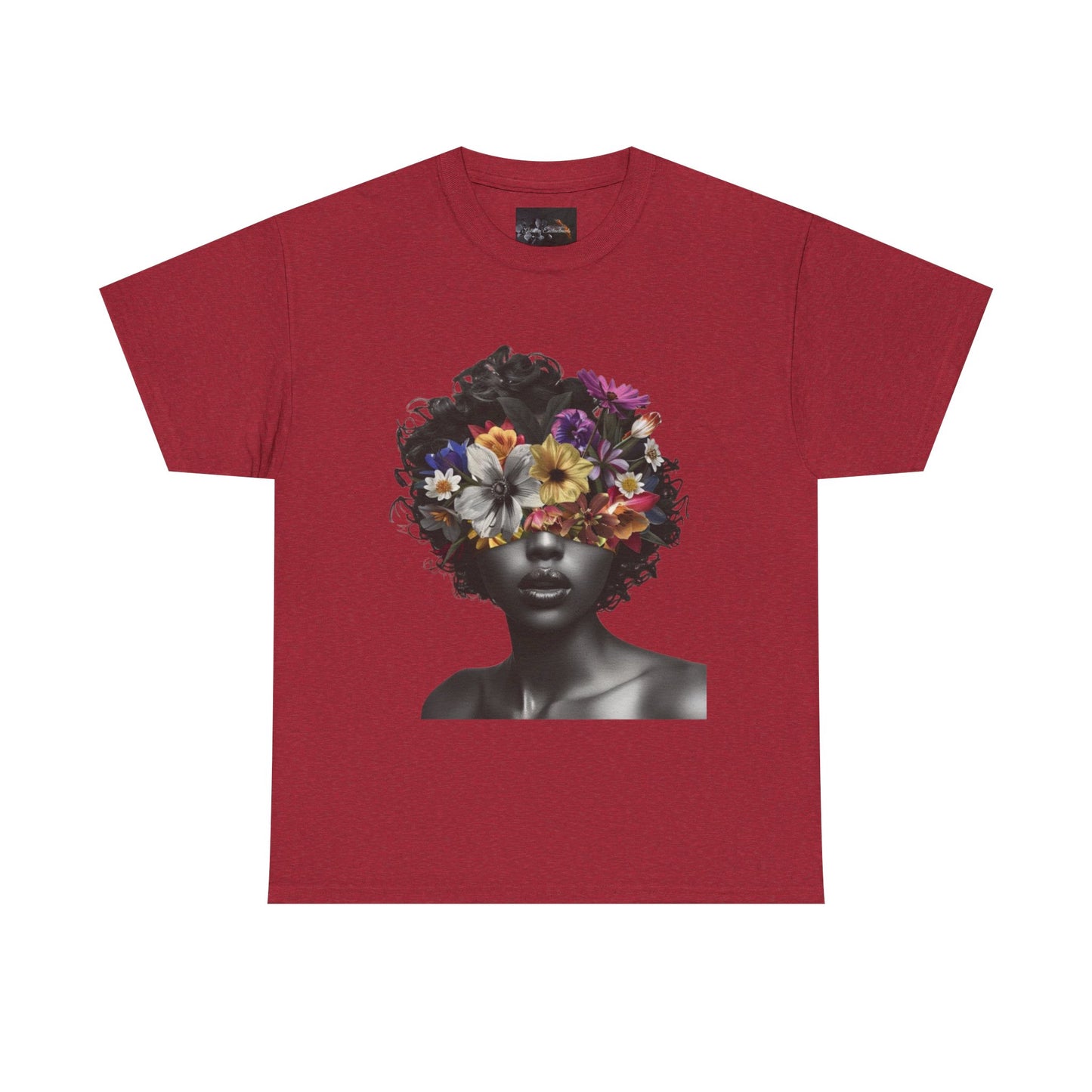 Floral Goddess Unisex Heavy Cotton Tee | Flower Graphic Tee, Boho Style, Casual Wear, Unique Gift, Art Tee