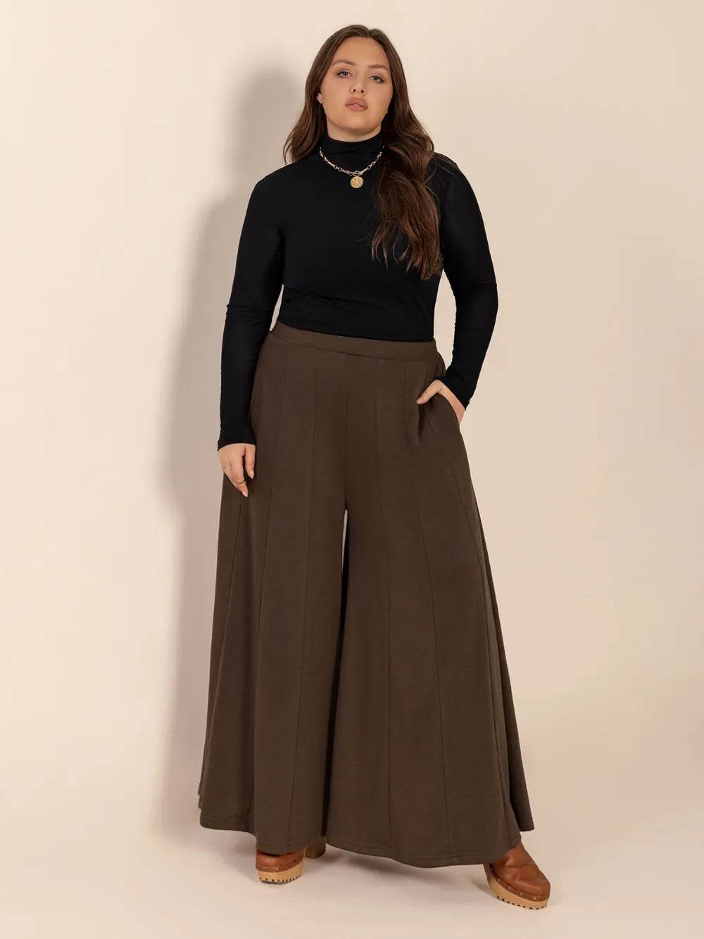 Plus Size Wide Leg Pants with Pockets - IntuitiveEncBoutique