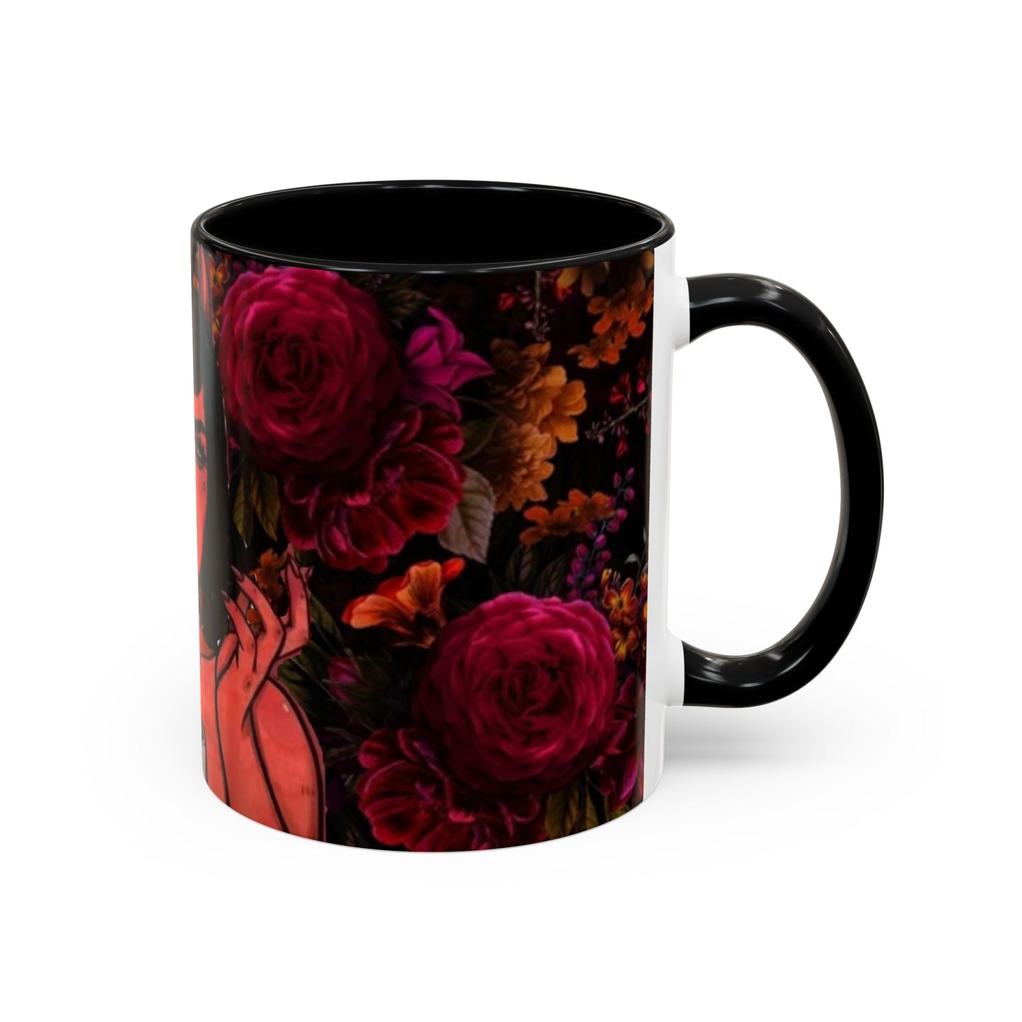 Gothic Floral Accent Coffee Mug - Perfect for Coffee Lovers, Gift for Birthdays, Drama Queen Decor, Unique Art Mug