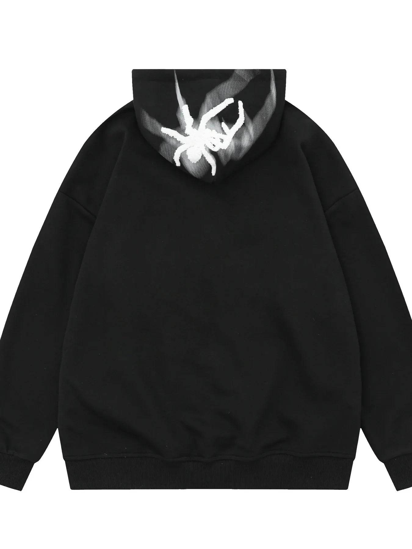 Men's Spider Graphic Oversized Hoodie with Side Button Details - IntuitiveEncBoutique