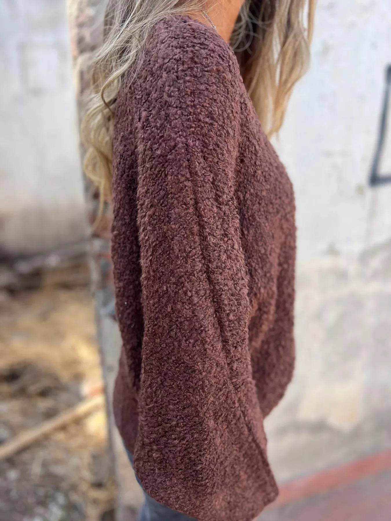 Full Size V-Neck Long Sleeve Sweater Plus Size - IntuitiveEncBoutique