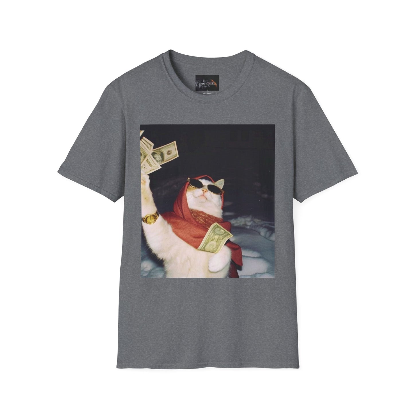 Cash Cat Unisex Softstyle T-Shirt, Funny Cat Shirt, Pet Lover Gift, Casual Wear, Birthday Gift, Unique Humor Tee