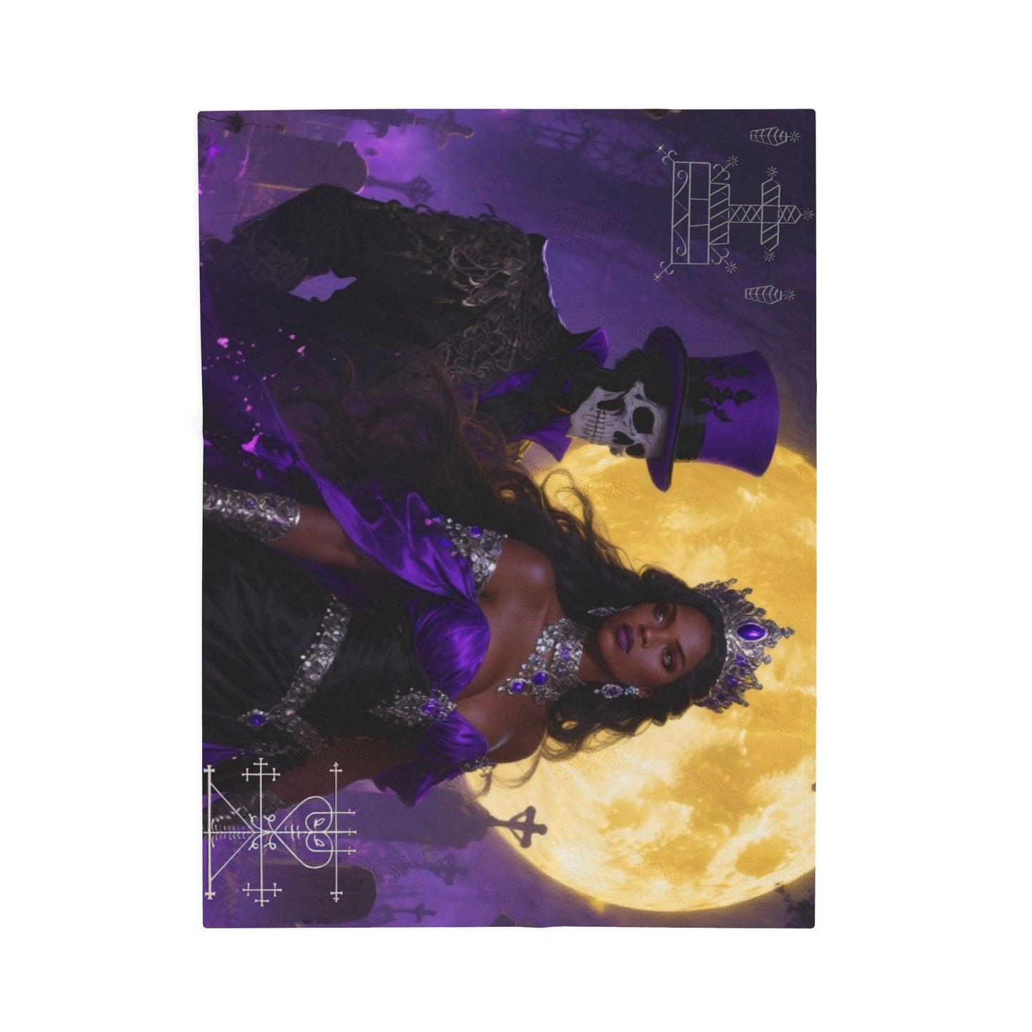 Enigmatic Ghede Moonlight Velveteen Plush Blanket | Cozy Throw for Halloween, Gothic Decor, Spooky Season, Home Sweet Home