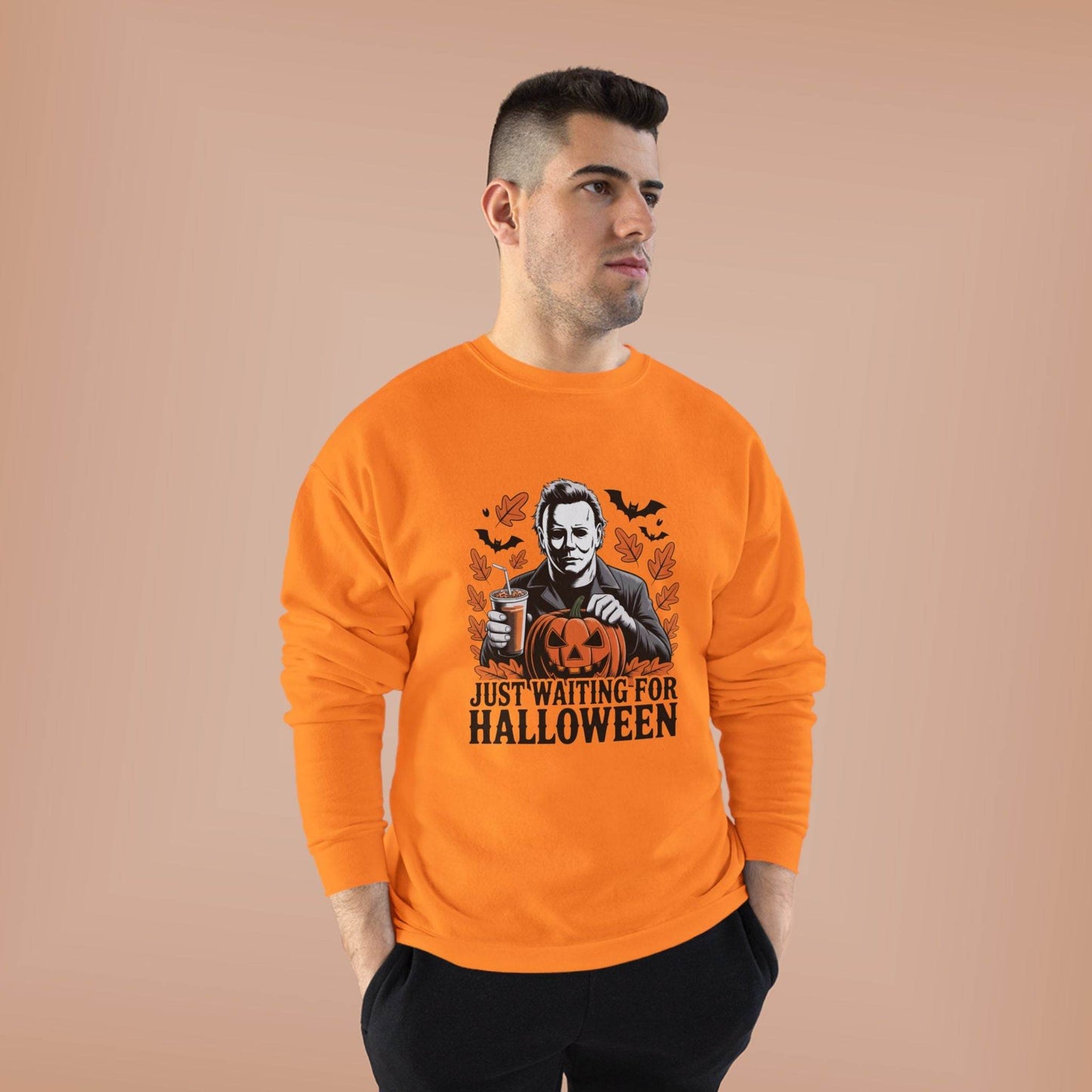 Halloween Sweatshirt - Just Waiting for Halloween | Unisex Crewneck Pullover, Fall Fashion, Halloween Gift, Cozy Sweater, Eco-Friendly Wear - IntuitiveEncBoutique