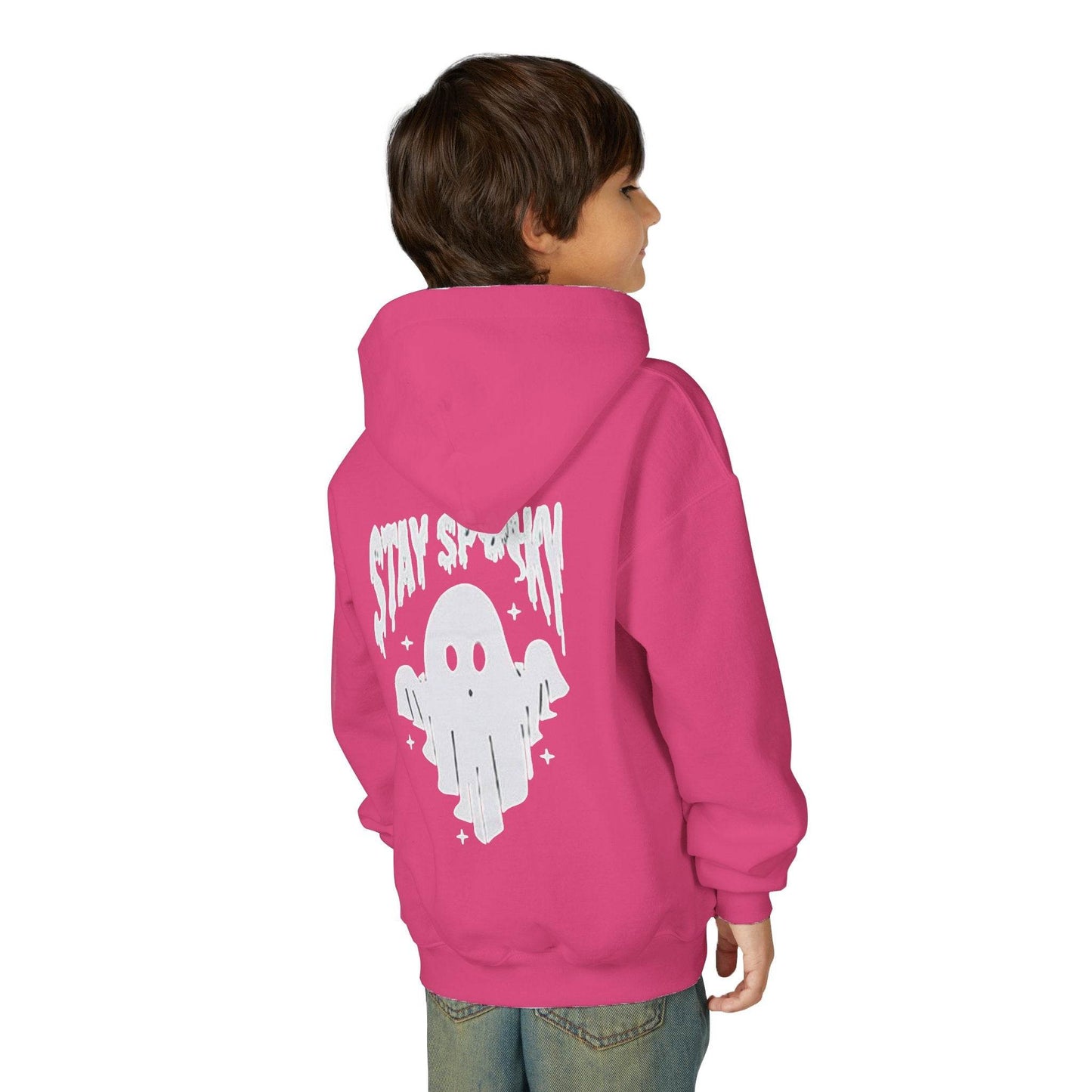 Youth Ghostly Rocker Hoodie - Stay Spooky Sweatshirt, Halloween Apparel, Youth Fashion, Skeleton Design, Cozy Gift - IntuitiveEncBoutique