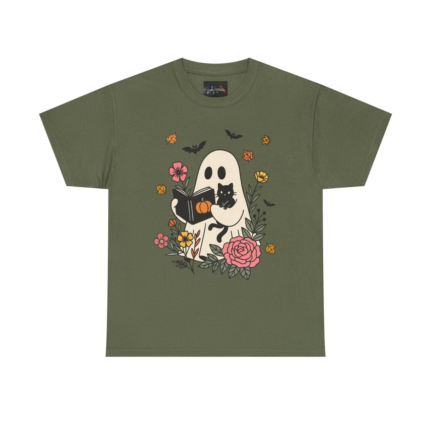 Cute Ghost & Cat Unisex Heavy Cotton Tee - IntuitiveEncBoutique