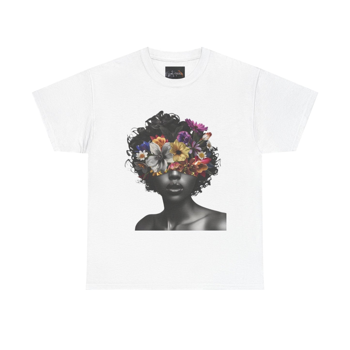Floral Goddess Unisex Heavy Cotton Tee | Flower Graphic Tee, Boho Style, Casual Wear, Unique Gift, Art Tee