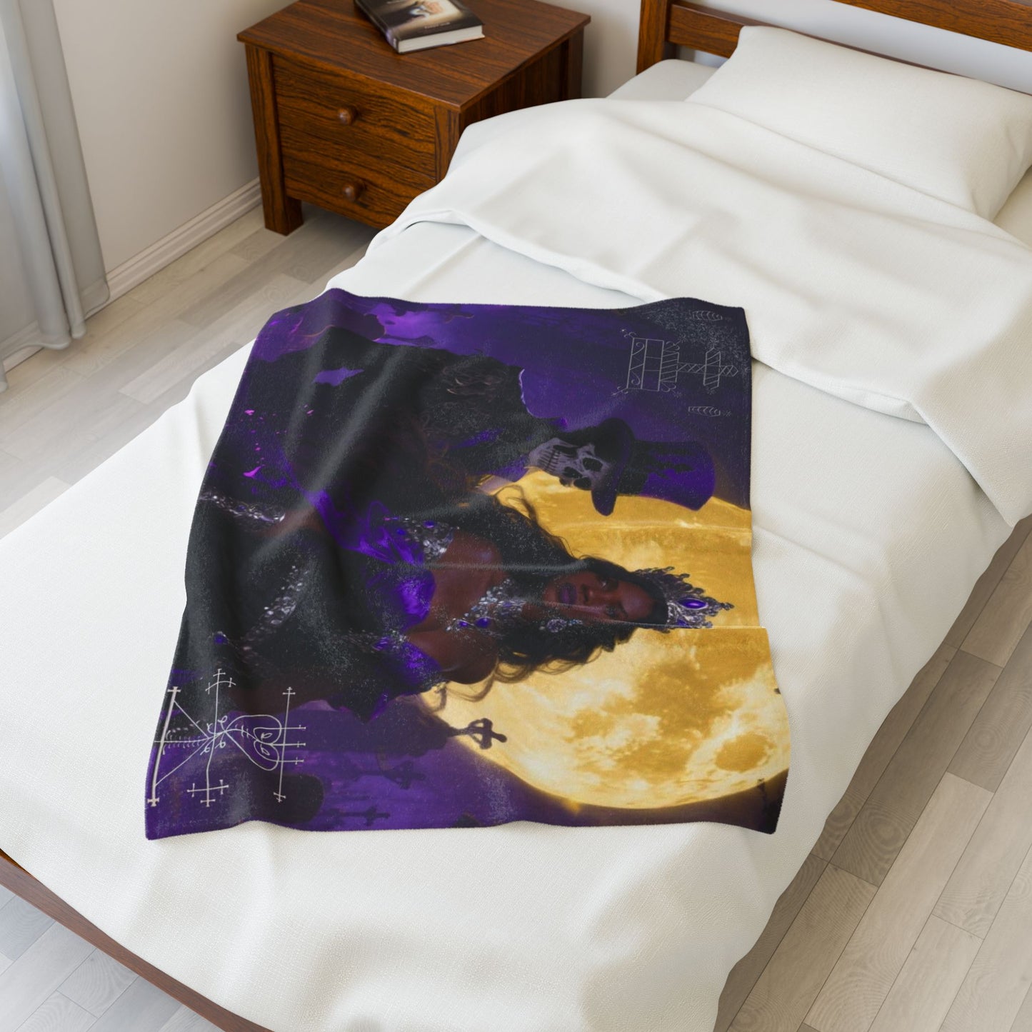 Enigmatic Ghede Moonlight Velveteen Plush Blanket | Cozy Throw for Halloween, Gothic Decor, Spooky Season, Home Sweet Home