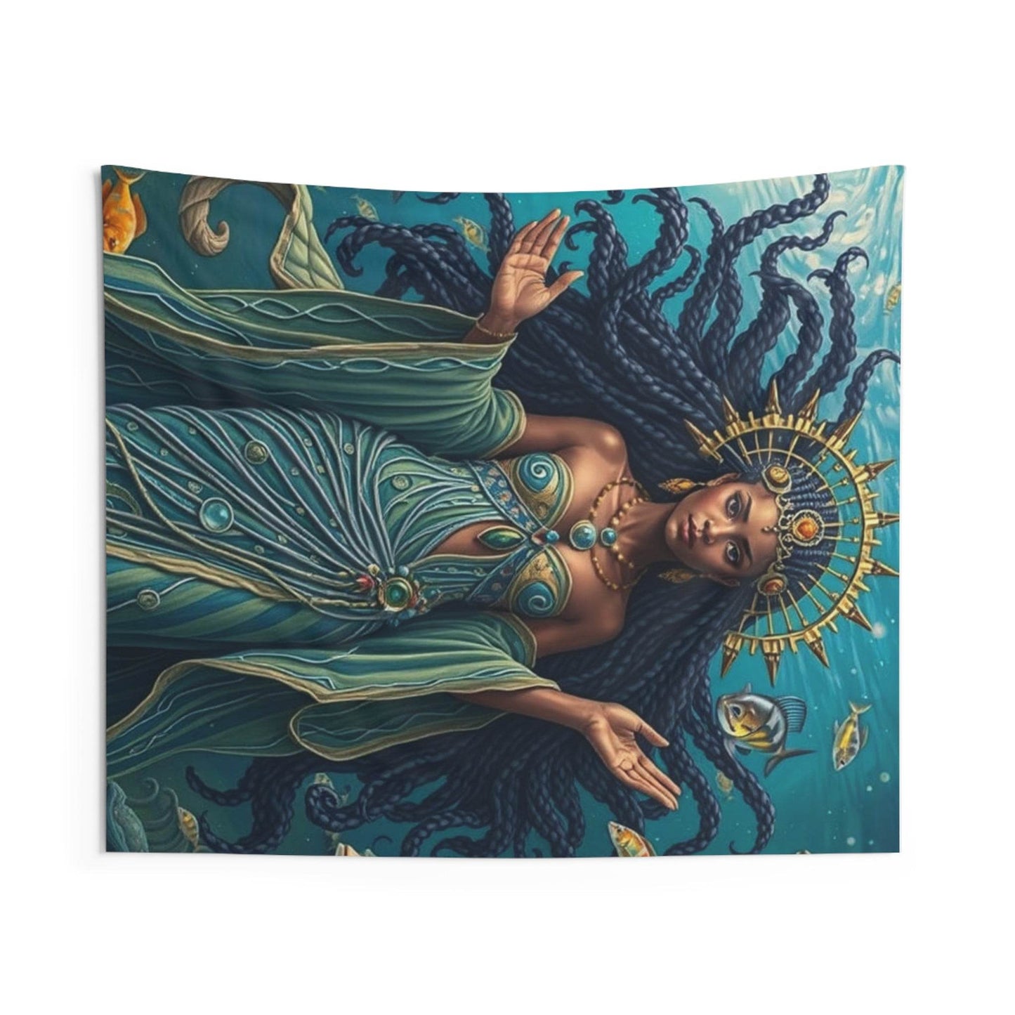 Wall Tapestries - Handmade Design, Yemoja in all her glory - IntuitiveEncBoutique