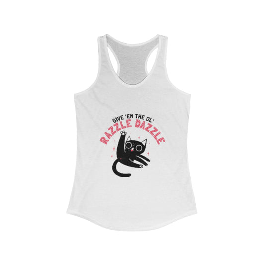 Razzle Dazzle Cat Tank Top, Cute Women's Summer Tank, Funny Cat Lover Gift, Yoga Shirt, Pet Owner T-Shirt, Fun Workout Apparel