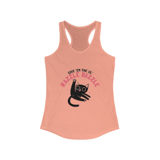 Razzle Dazzle Cat Tank Top, Cute Women's Summer Tank, Funny Cat Lover Gift, Yoga Shirt, Pet Owner T-Shirt, Fun Workout Apparel