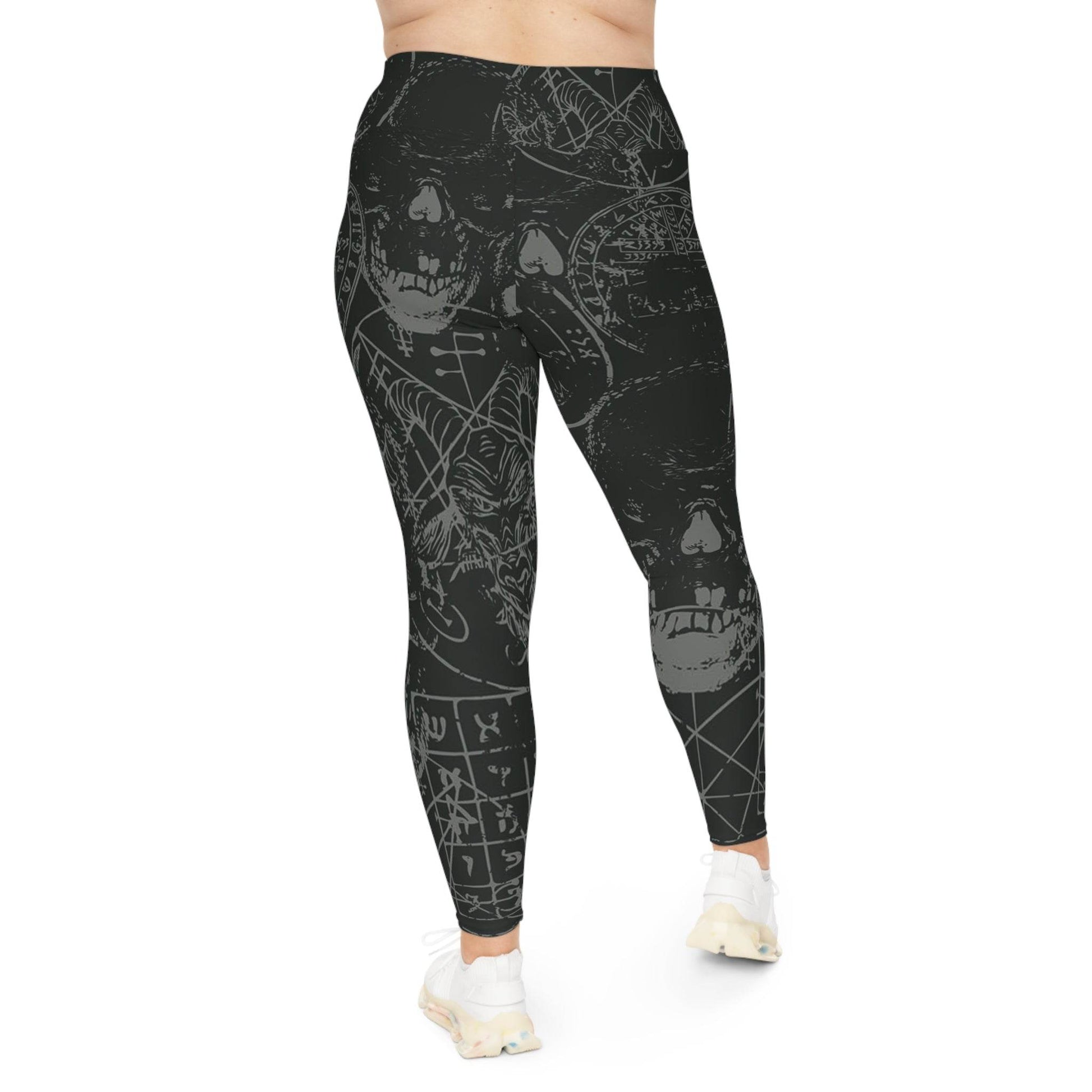 Dark Aesthetic Plus Size Leggings, Comfortable Stretch Leggings for Casual Wear, Halloween Outfit, Alternative Fashion, Edgy Athleisure - IntuitiveEncBoutique
