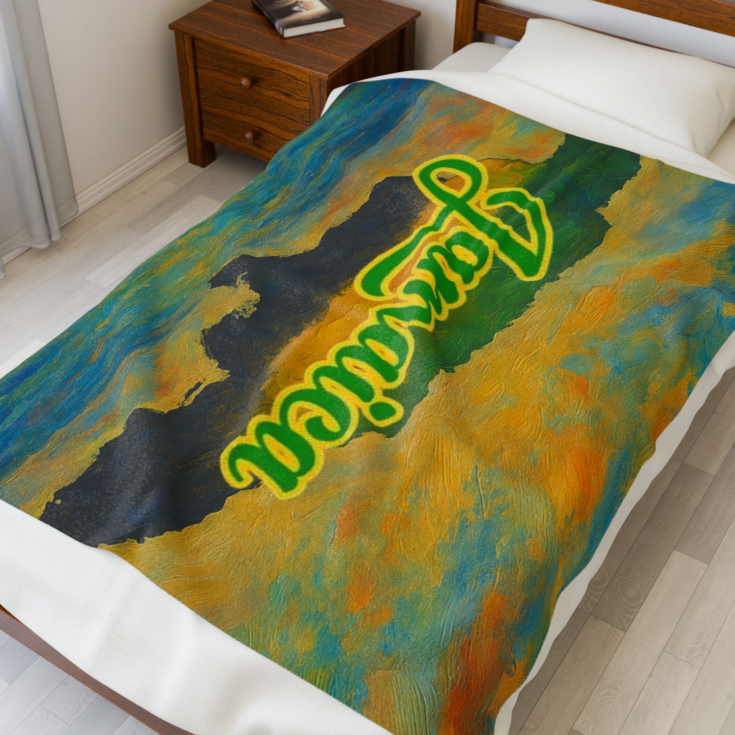 Jamaican Velveteen Plush Blanket, Cozy Soft Throw for Home, Jamaican Decor, Travel Souvenir, Beach & Relaxation Gift, Great for Celebrations