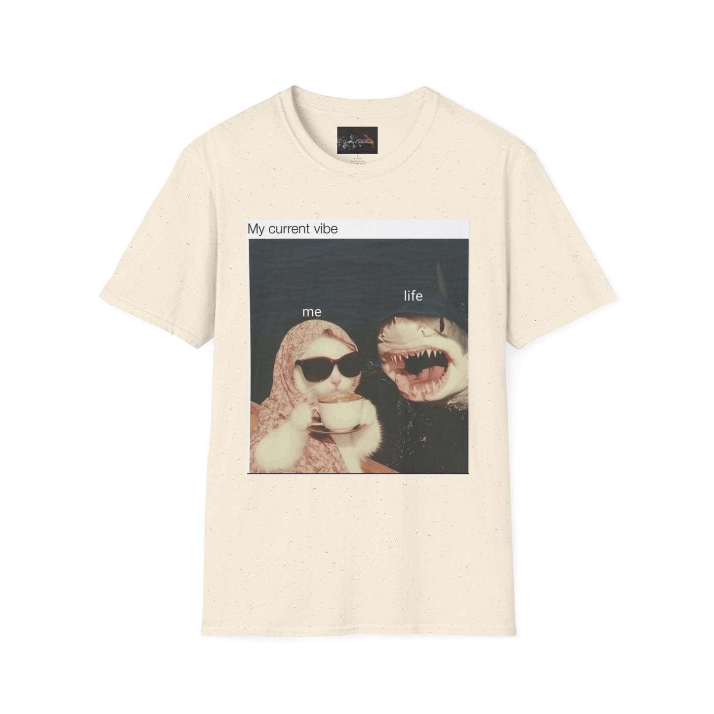 My Current Vibe T-Shirt, Funny Cat Shark Tee for Casual Outings, Unique Gift for Cat Lovers, Summer Style, Chill Vibes