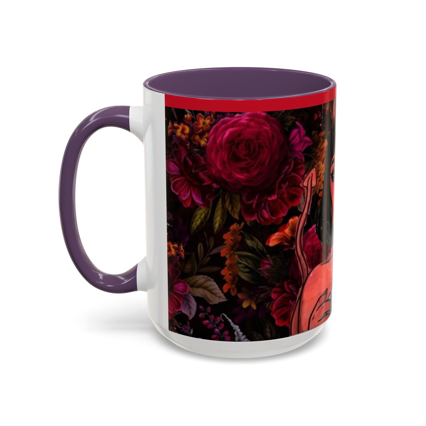 Gothic Floral Accent Coffee Mug - Perfect for Coffee Lovers, Gift for Birthdays, Drama Queen Decor, Unique Art Mug