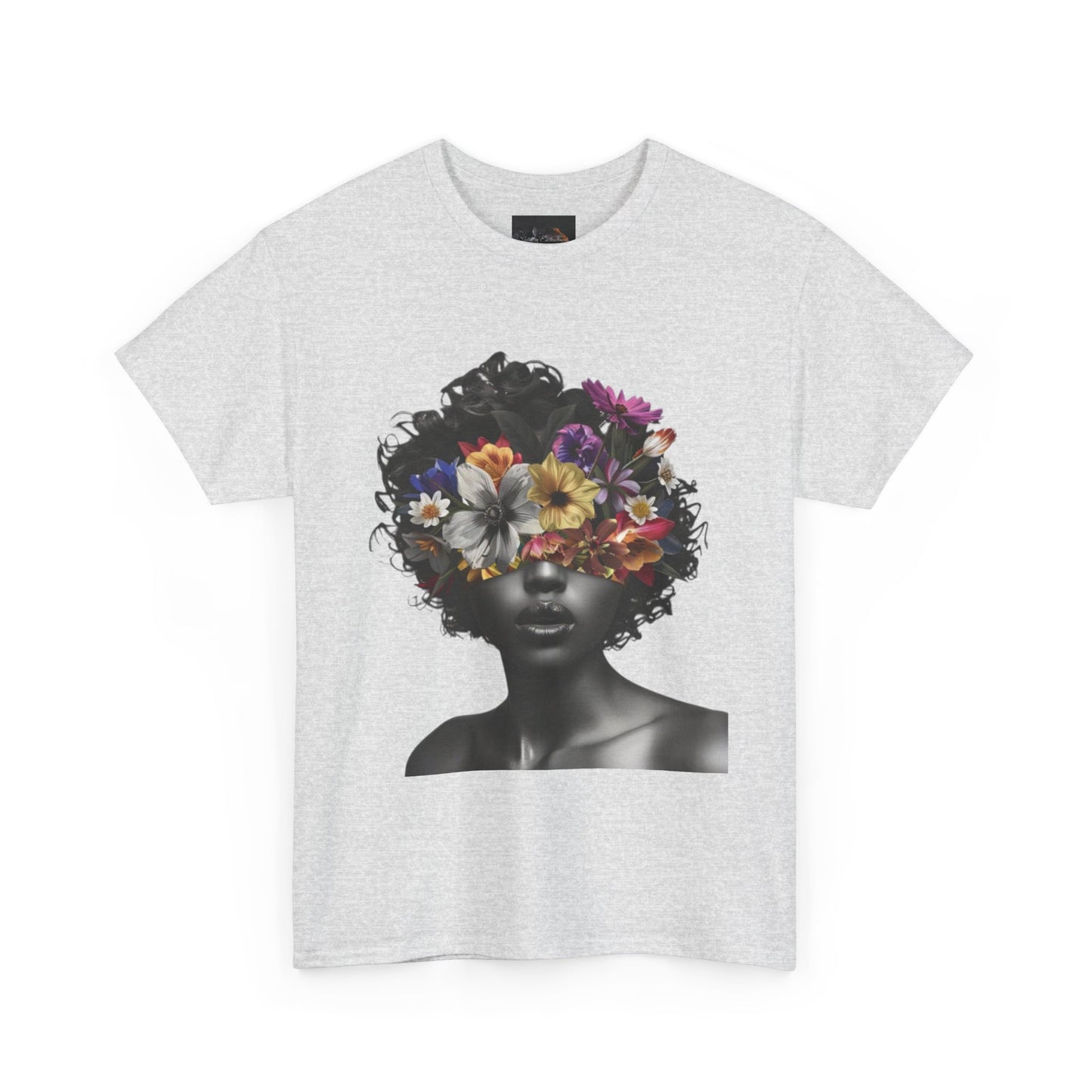 Floral Goddess Unisex Heavy Cotton Tee | Flower Graphic Tee, Boho Style, Casual Wear, Unique Gift, Art Tee