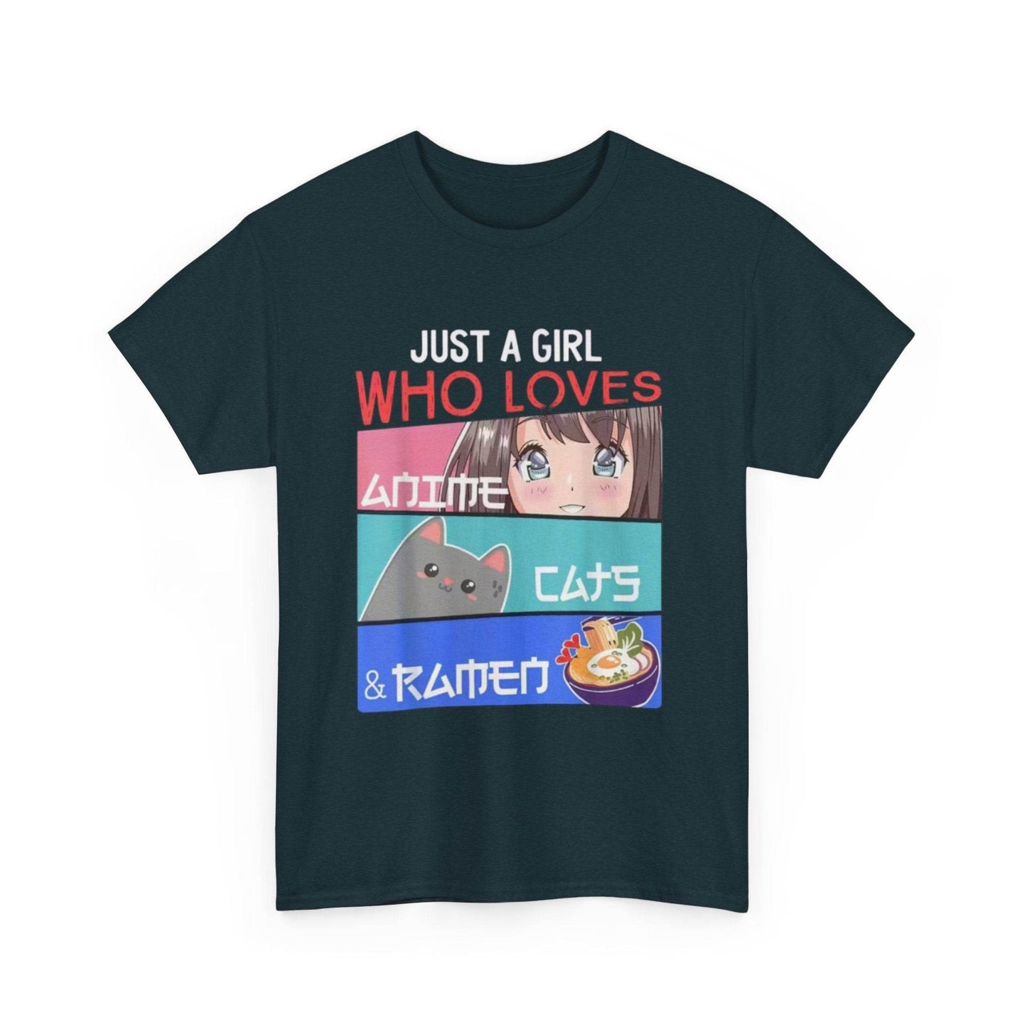 Just a Girl Who Loves Anime Cats & Ramen T-Shirt - IntuitiveEncBoutique