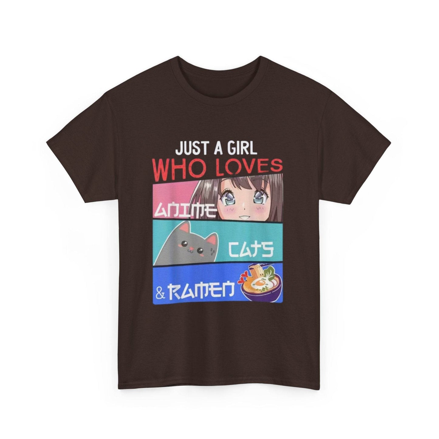 Just a Girl Who Loves Anime Cats & Ramen T-Shirt - IntuitiveEncBoutique