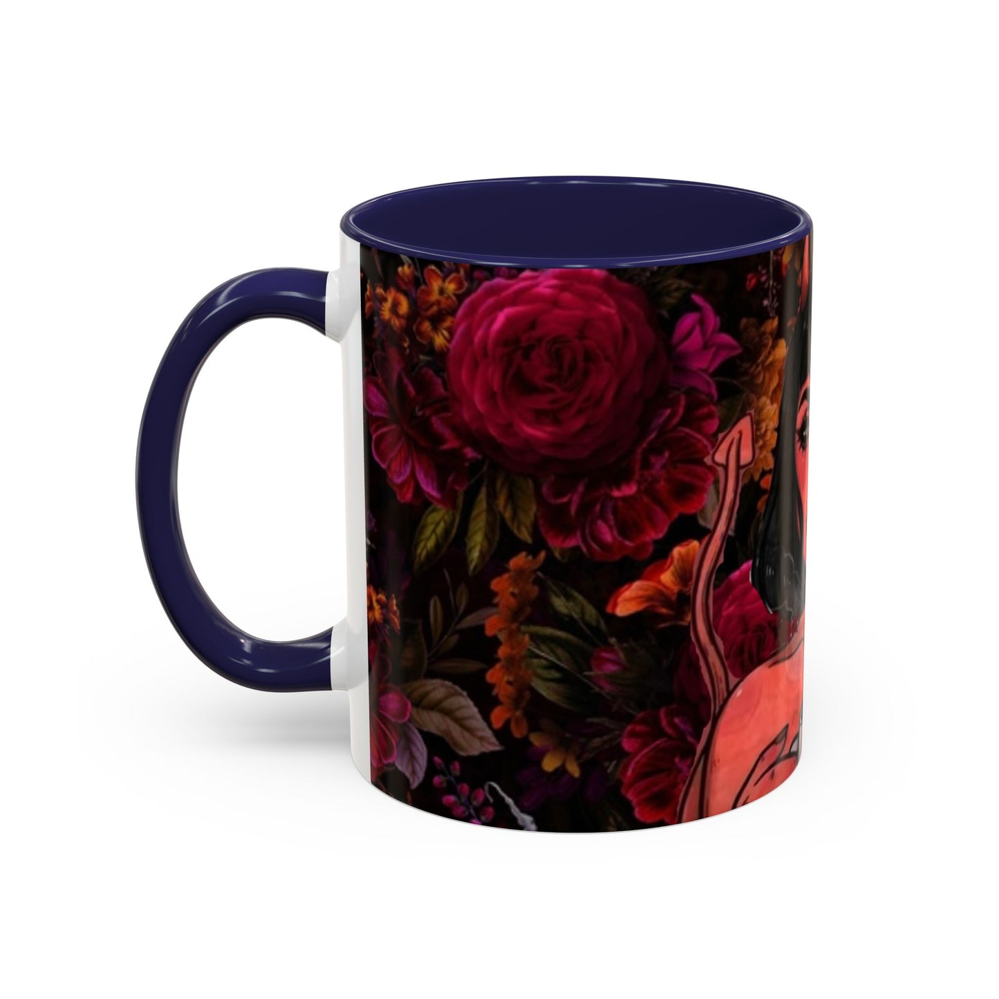 Gothic Floral Accent Coffee Mug - Perfect for Coffee Lovers, Gift for Birthdays, Drama Queen Decor, Unique Art Mug