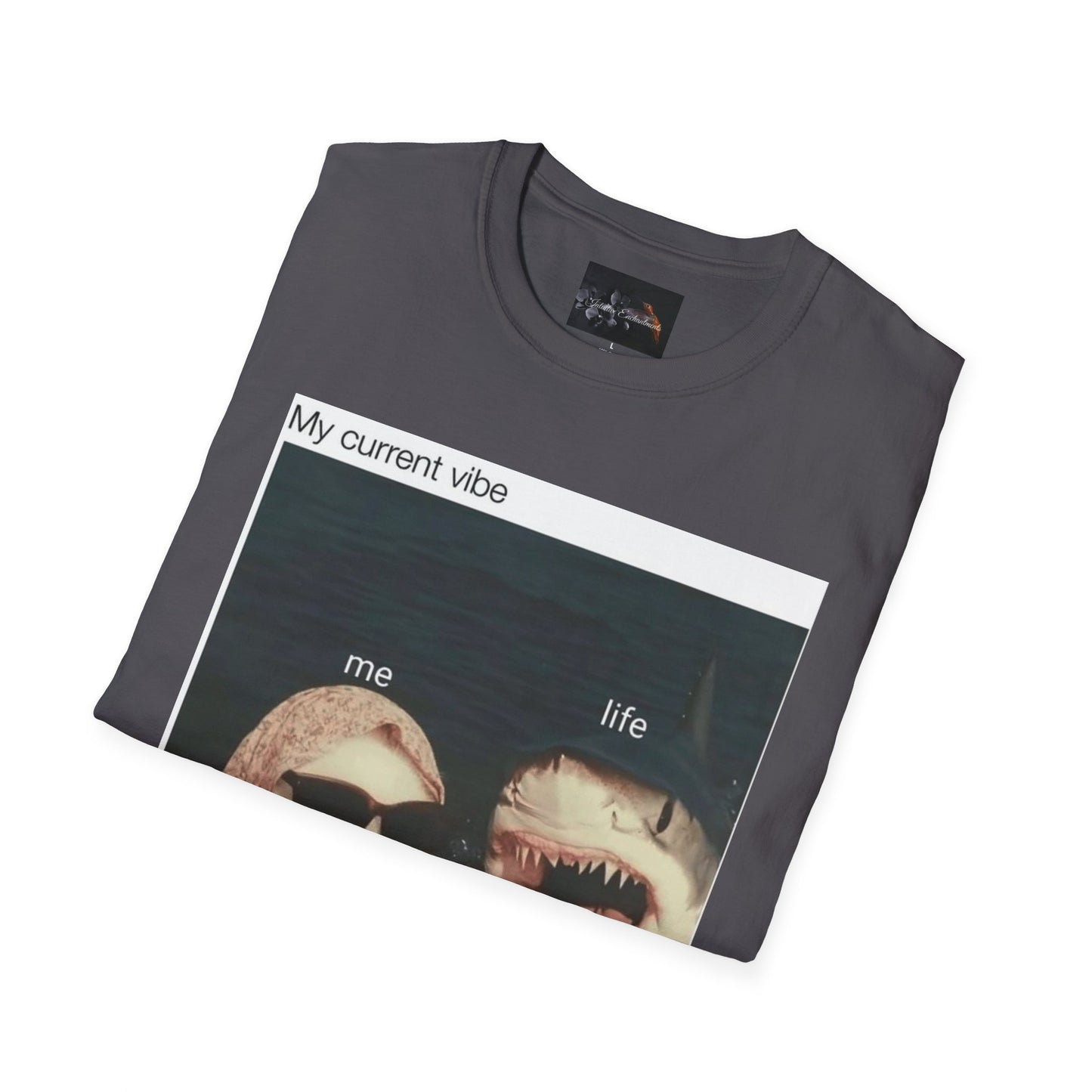 My Current Vibe T-Shirt, Funny Cat Shark Tee for Casual Outings, Unique Gift for Cat Lovers, Summer Style, Chill Vibes