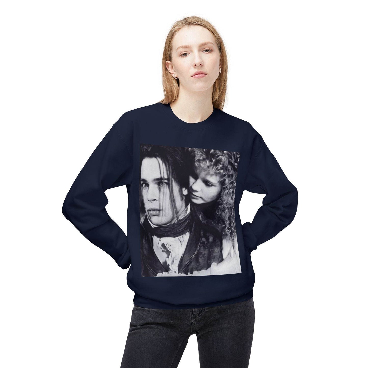 Vampire Romance Fleece Crewneck Sweatshirt, Cozy Sweatshirt, Gothic Fashion, Unisex Gift, Movie Lover Apparel, Halloween Outfit - IntuitiveEncBoutique