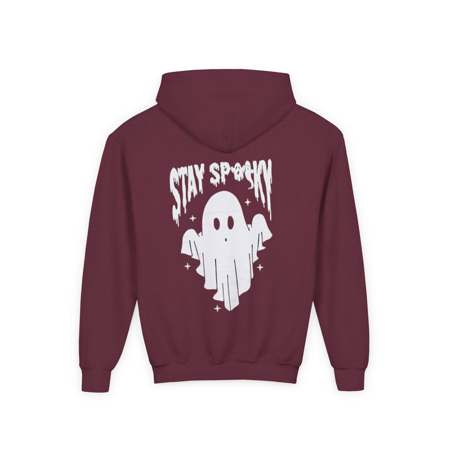 Youth Ghostly Rocker Hoodie - Stay Spooky Sweatshirt, Halloween Apparel, Youth Fashion, Skeleton Design, Cozy Gift - IntuitiveEncBoutique