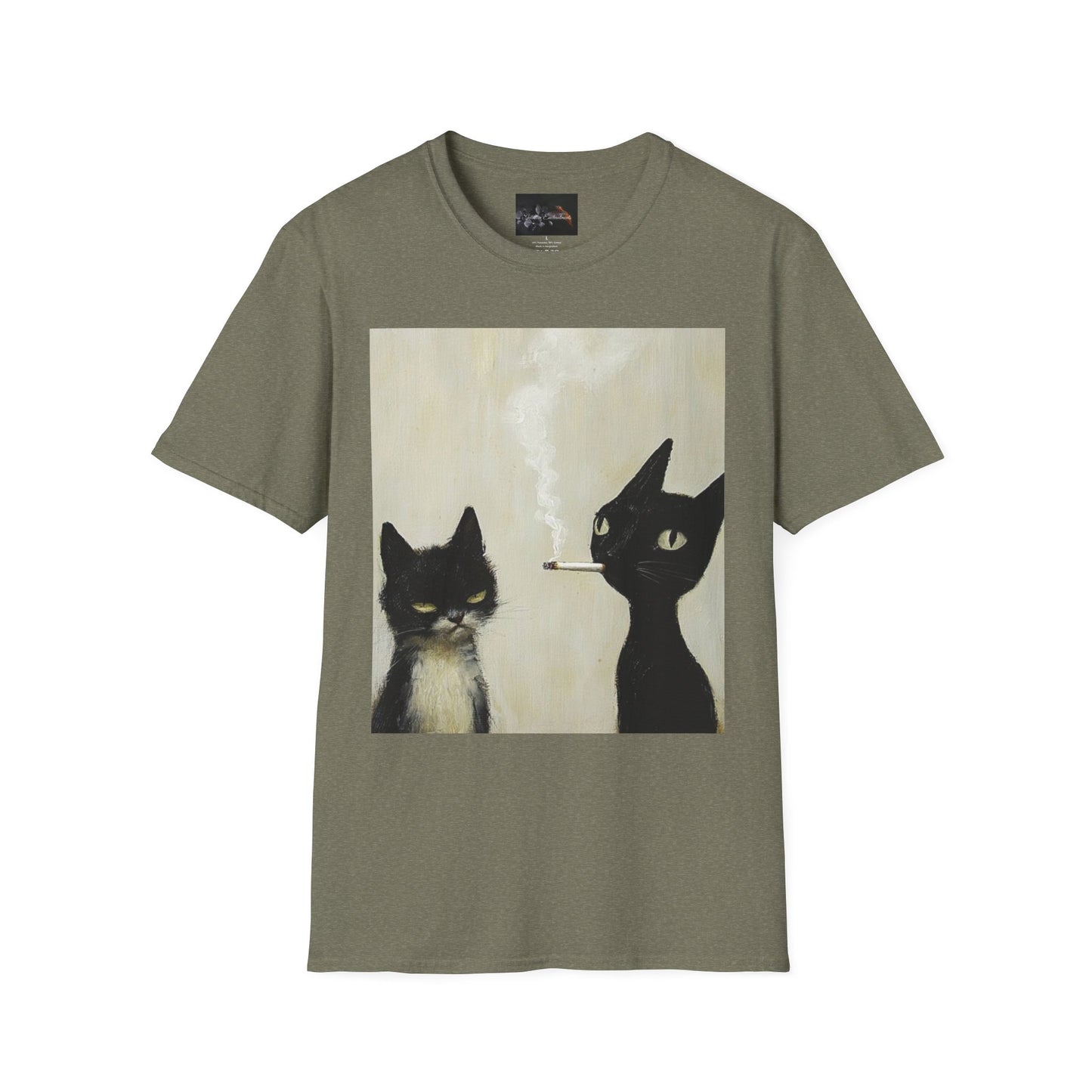 Cool Cat Art Unisex Softstyle T-Shirt, Vintage Cat Illustration, Perfect Gift for Cat Lovers, Casual Streetwear, Unique Pet Tee