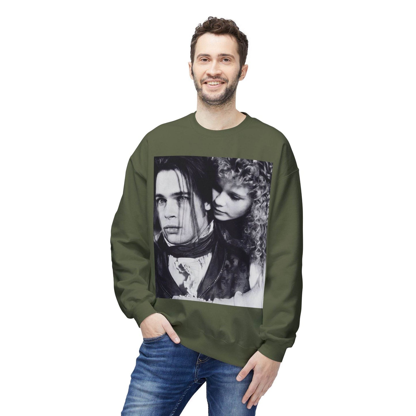 Vampire Romance Fleece Crewneck Sweatshirt, Cozy Sweatshirt, Gothic Fashion, Unisex Gift, Movie Lover Apparel, Halloween Outfit - IntuitiveEncBoutique