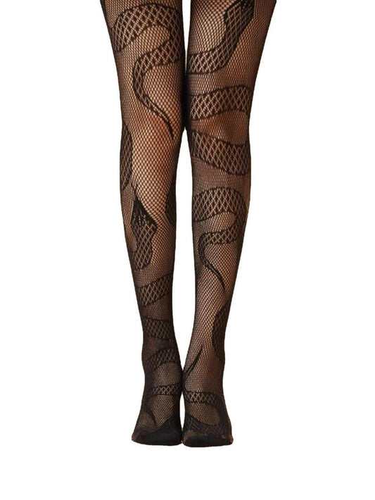 Fun mesh hollowed out stockings snake pattern jumpsuit animal stockings - IntuitiveEncBoutique