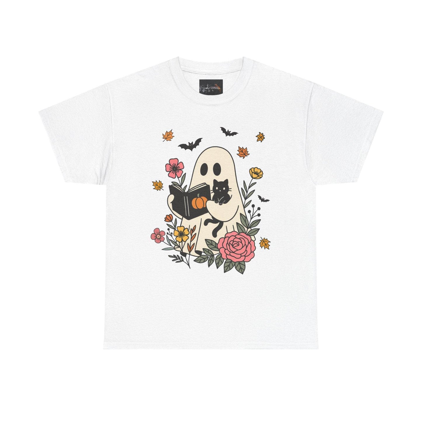 Cute Ghost & Cat Unisex Heavy Cotton Tee - IntuitiveEncBoutique