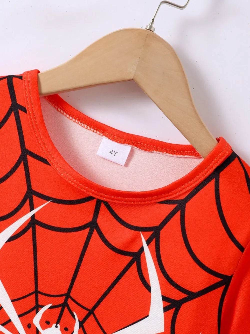 Children's Spider Round Neck Short Sleeve T-Shirt and Pants Set - IntuitiveEncBoutique