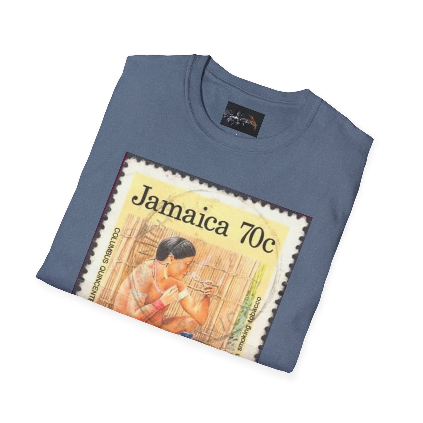 Vintage Jamaica Stamp Tee, Softstyle T-Shirt, Unisex Graphic Tee, Bohemian Style Shirt, Travel Lovers Apparel, Cool Gift Idea